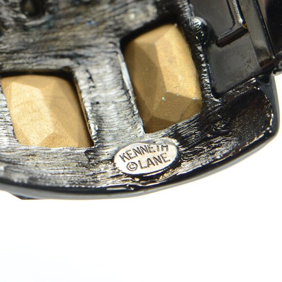 Kenneth Jay Lane KJL Gunmetal Twisted Crystal Cuff Bracelet - Picture 10 of 10